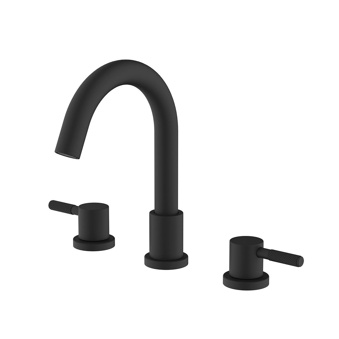 EUPEN Basin Faucet, 2 Handles, 4 in. or 8 in., Matte Black
