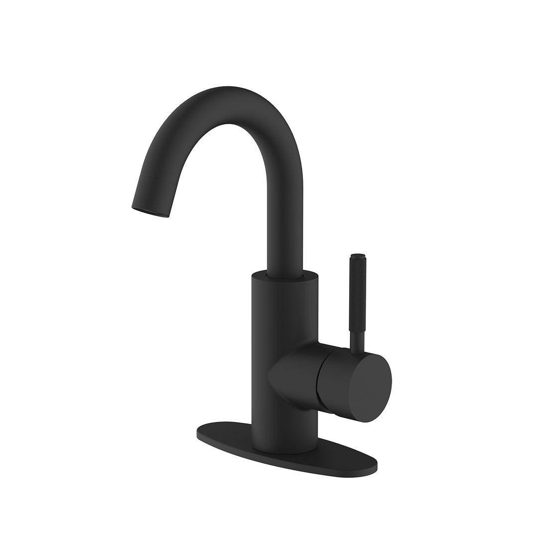 EUPEN Basin Faucet, 1 Handle, 4 in. Centerset, Matte Black
