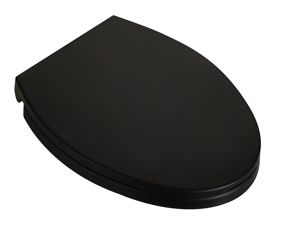 Toilet Seat in Duroplast, Elongated, 19 in., Matte Black