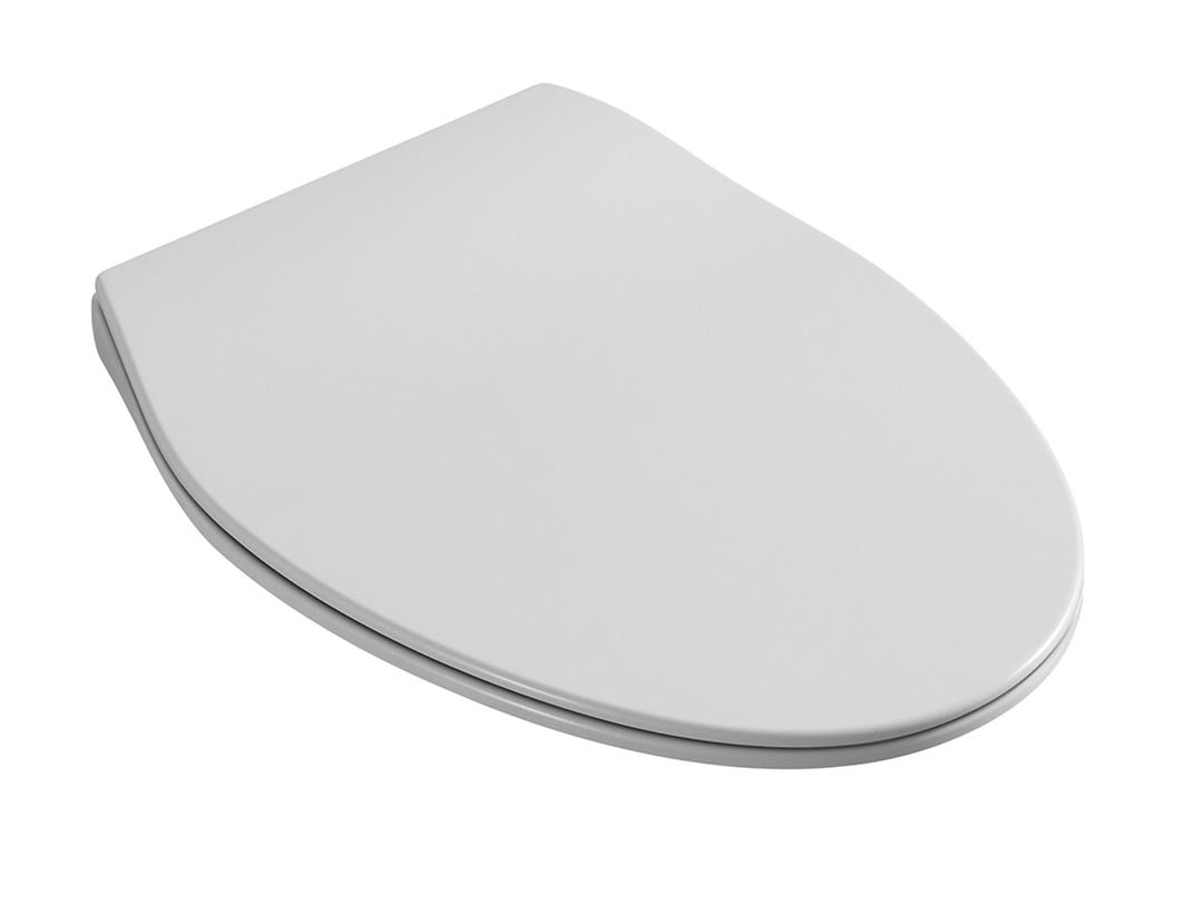 Toilet Seat in Duroplast, Ultra-Thin, Elongated, 19 in., White