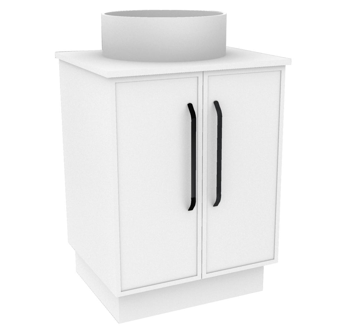 KANAS Vanity with Vessel Sink, 2 Doors, 24 in., White