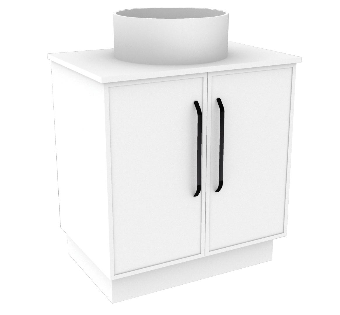 KANAS Vanity with Vessel Sink, 2 Doors, 30 in., White