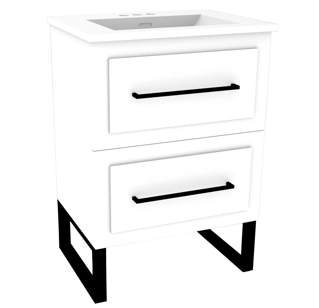 ROXEN Vanity with Sink, 2 Doors, 24 in., White