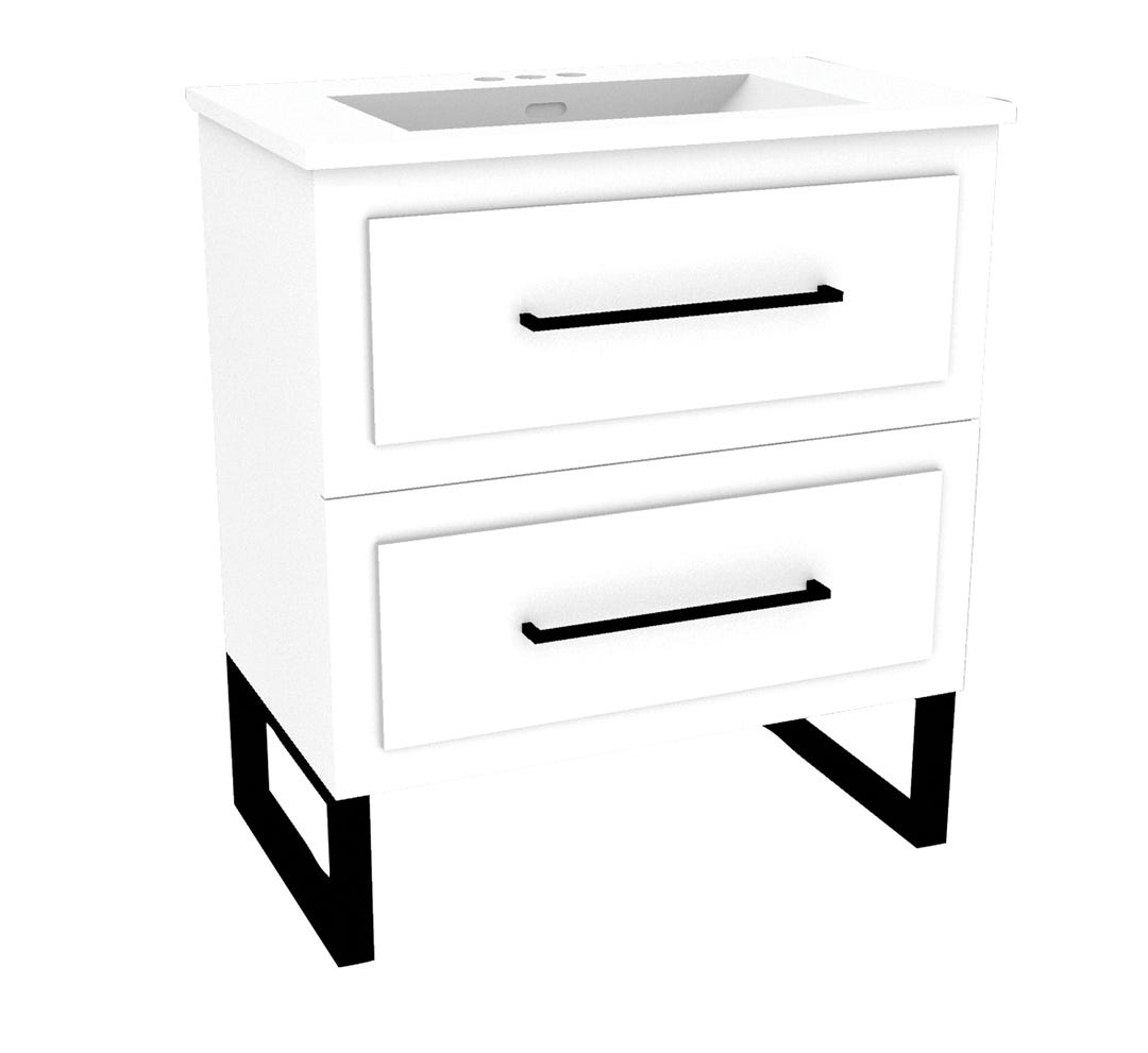 ROXEN Vanity with Sink, 2 Doors, 30 in., White