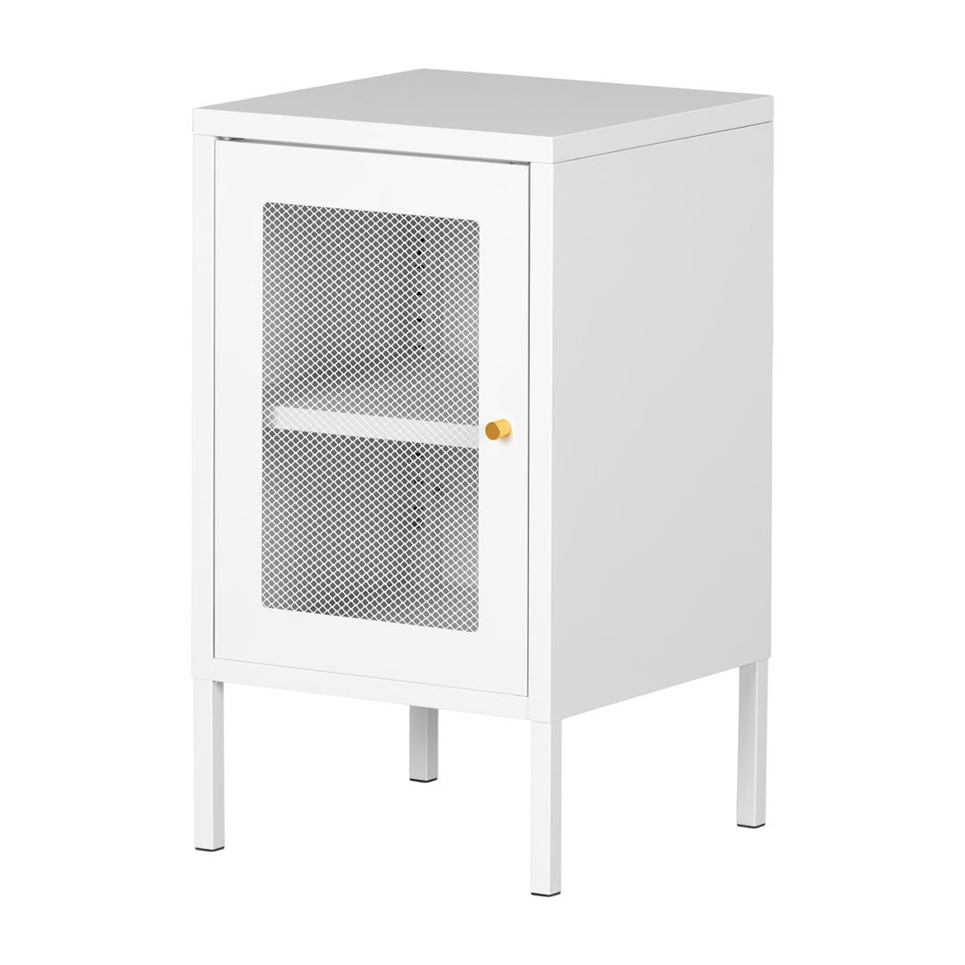KODALI Metal Mesh 1-Door Nightstand, White