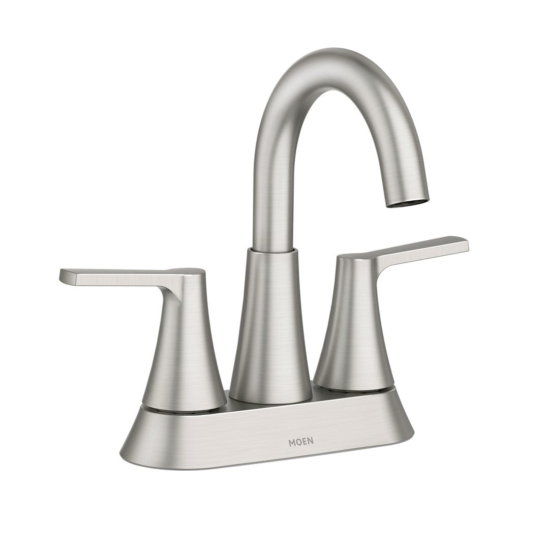 MIKAH Bathroom Sink Faucet, 2 Handles with High-Arc Spout, Brushed Nickel