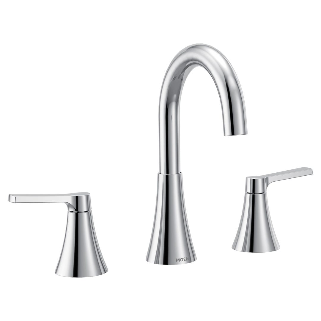 MIKAH Bathroom Sink Faucet, 2 Handles with 8-inch Center High-Arc Spout, Chrome