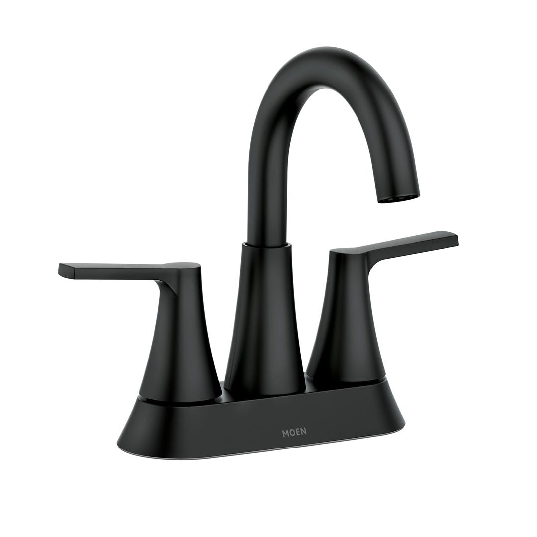 MIKAH Bathroom Sink Faucet, 2 Handles with High-Arc Spout, Matte Black