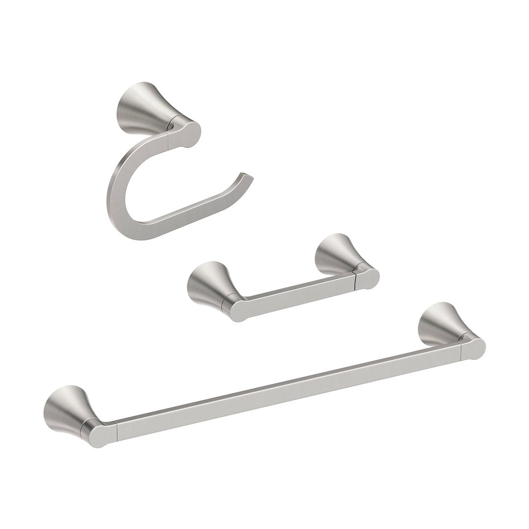 Bathroom Accessory, 3-Piece Set, Brushed Nickel