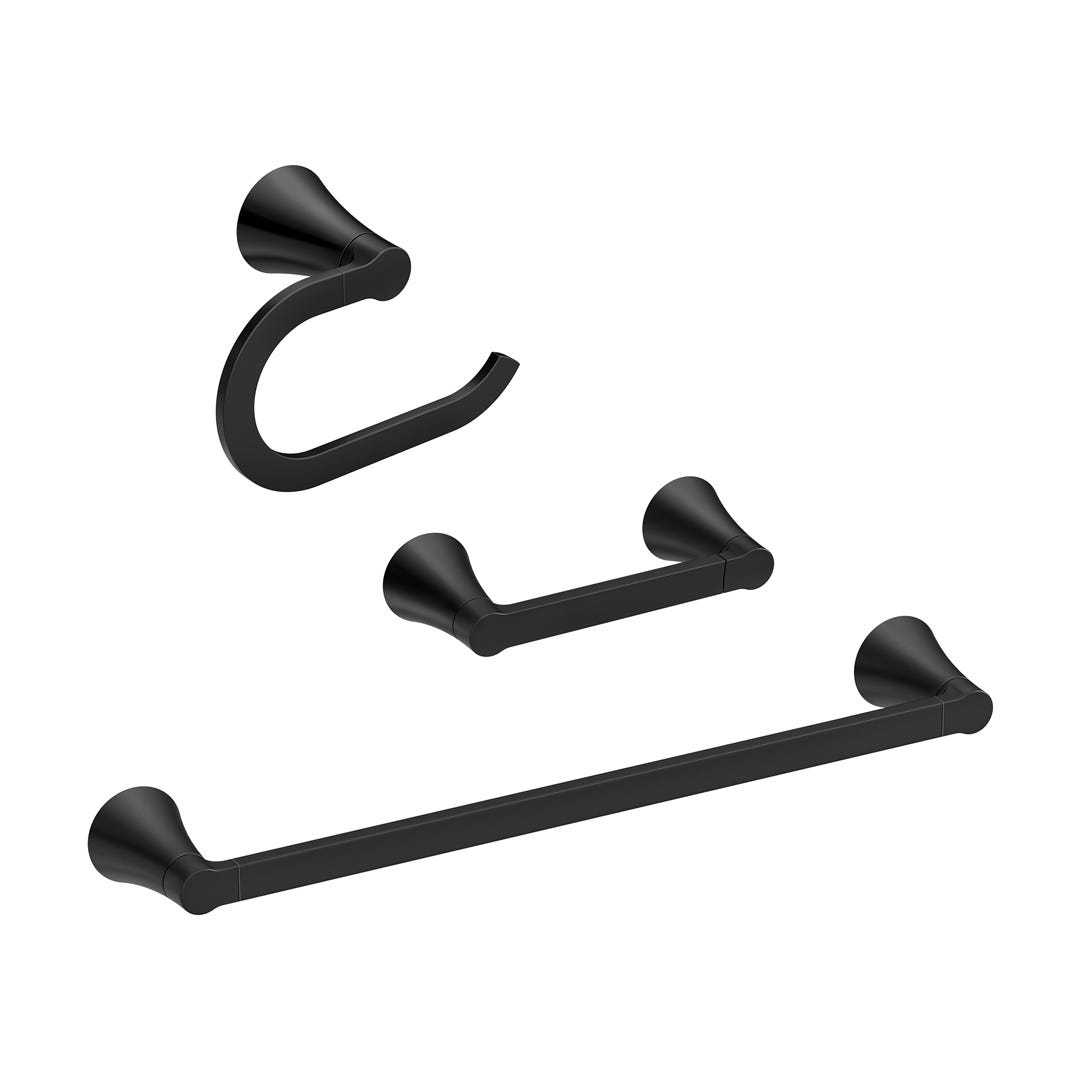 Bathroom Accessory, 3-Piece Set, Matte Black