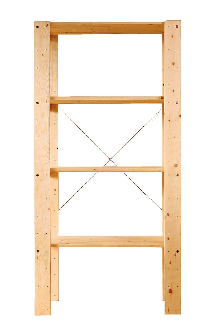 Sturdy 4-shelf rack, 16 in