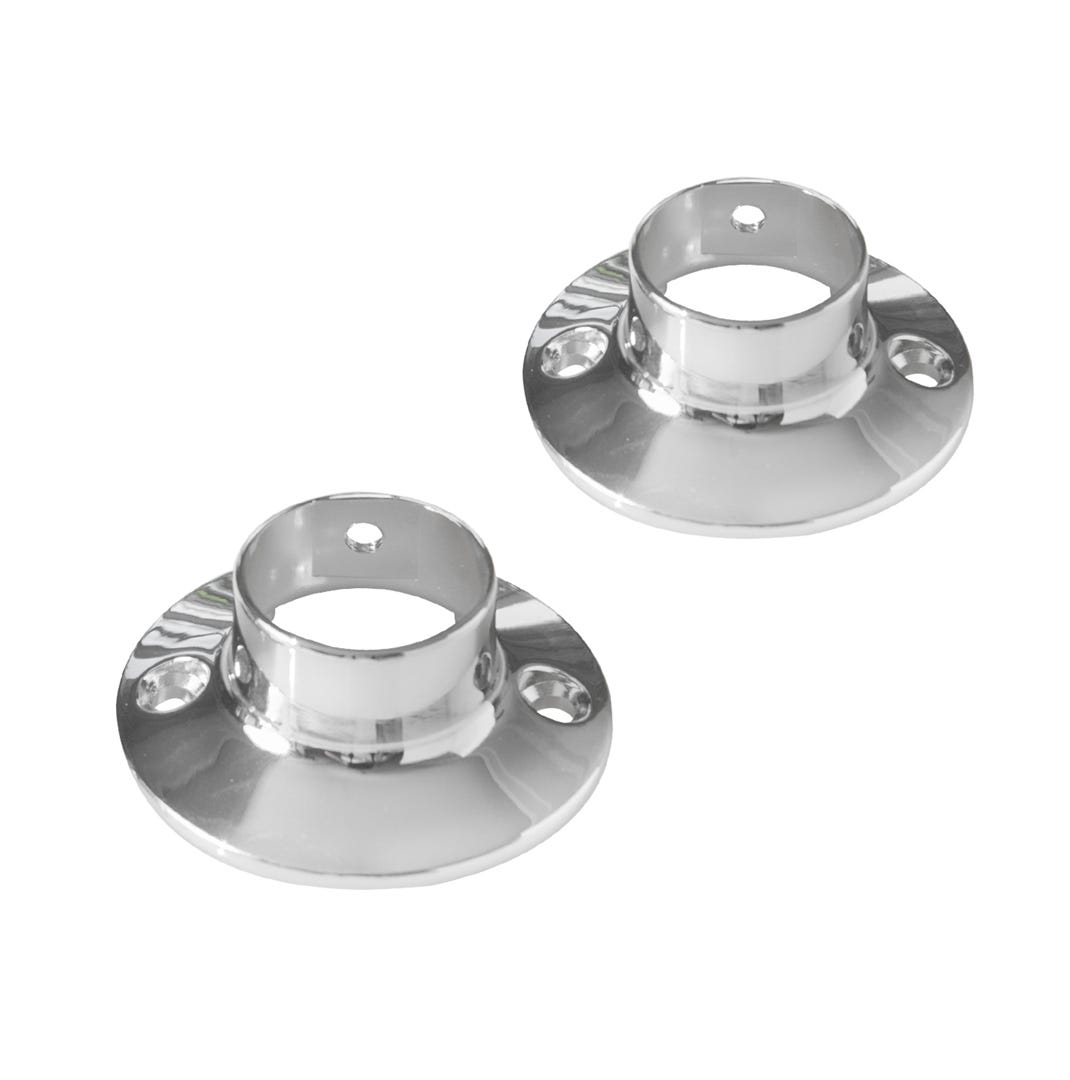 Exposed Mount Shower Curtain Rod Collars, Polished Chrome