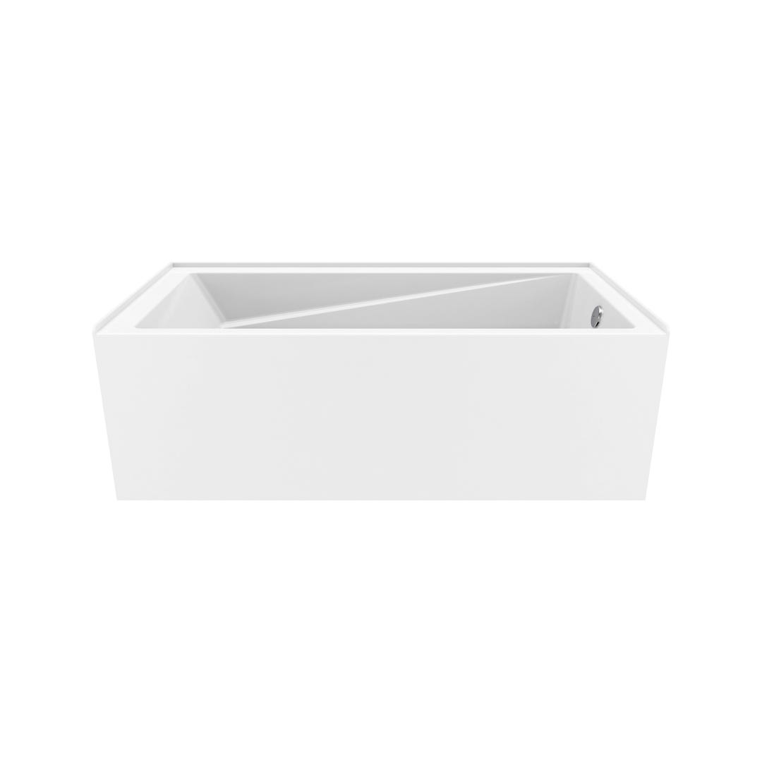 PIKAUBA Bathtub with integrated skirt and tiling flange, drain on the left