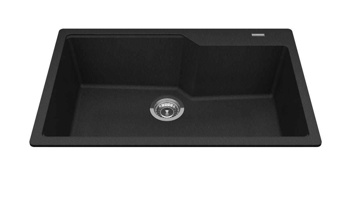 Granite Kitchen Sink, Large Bowl and Workstation, KINDRED, onyx