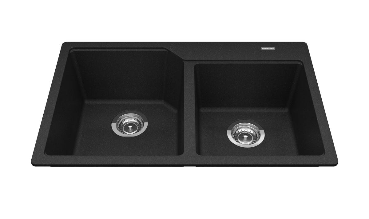 Granite Kitchen Sink, Double Bowl, KINDRED, onyx
