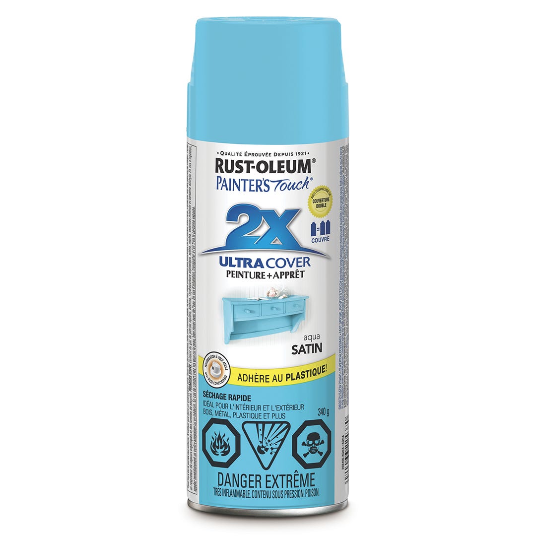 ULTRA COVER 2X Spray Paint, Interior/Exterior, Aqua Satin, 340 g
