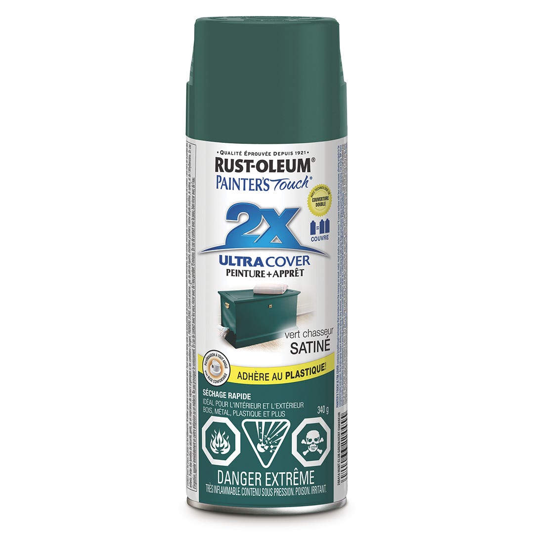 ULTRA COVER 2X Spray Paint, Interior/Exterior, Hunt Club Green Satin, 340 g