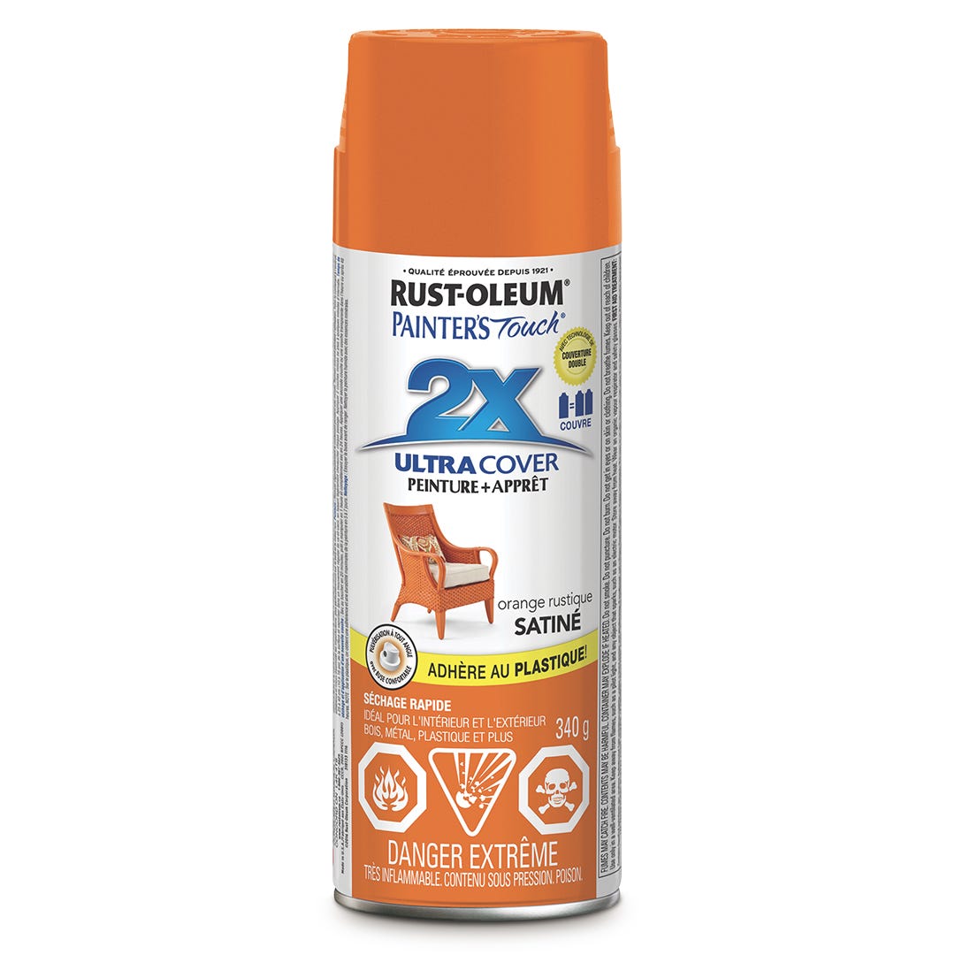 ULTRA COVER 2X Spray Paint, Interior/Exterior, Satin Rustic Orange, 340 g