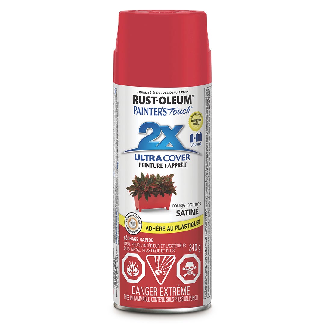 ULTRA COVER 2X Spray Paint, Interior/Exterior, Apple Red Satin, 340 g