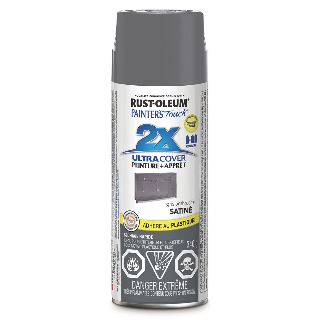 ULTRA COVER 2X Spray Paint, Interior/Exterior, Satin Charcoal Gray, 340 g