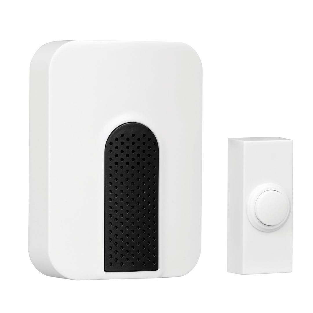 Battery-Powered Wireless Doorbell Set, White