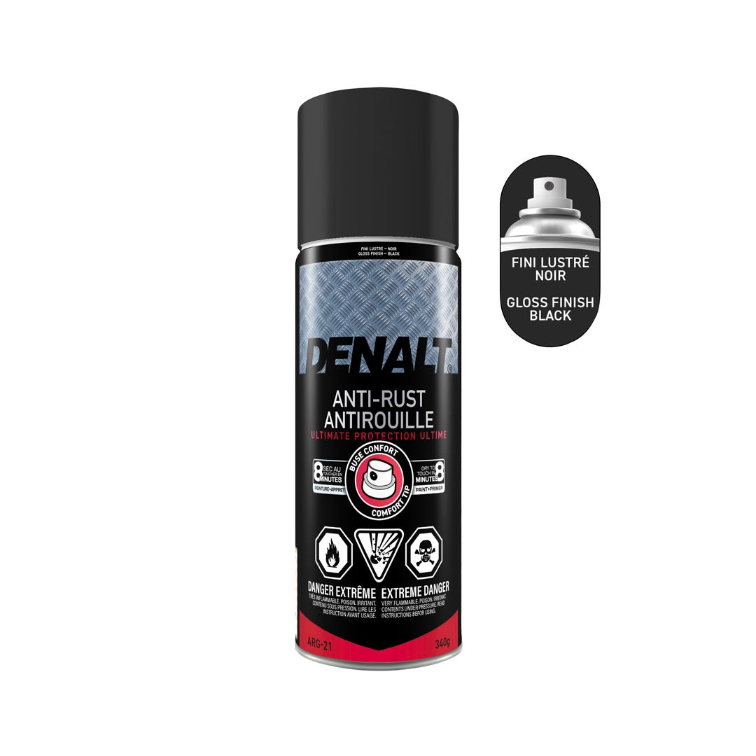 Spray Rust Paint, Alkyd, Gloss Black, 340 g
