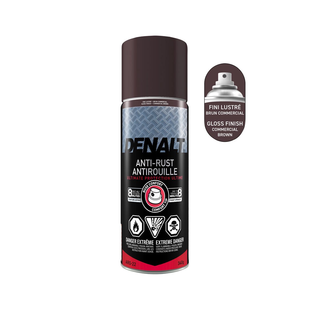 Spray Rust Paint, Alkyd, Gloss Commercial Brown, 340 g