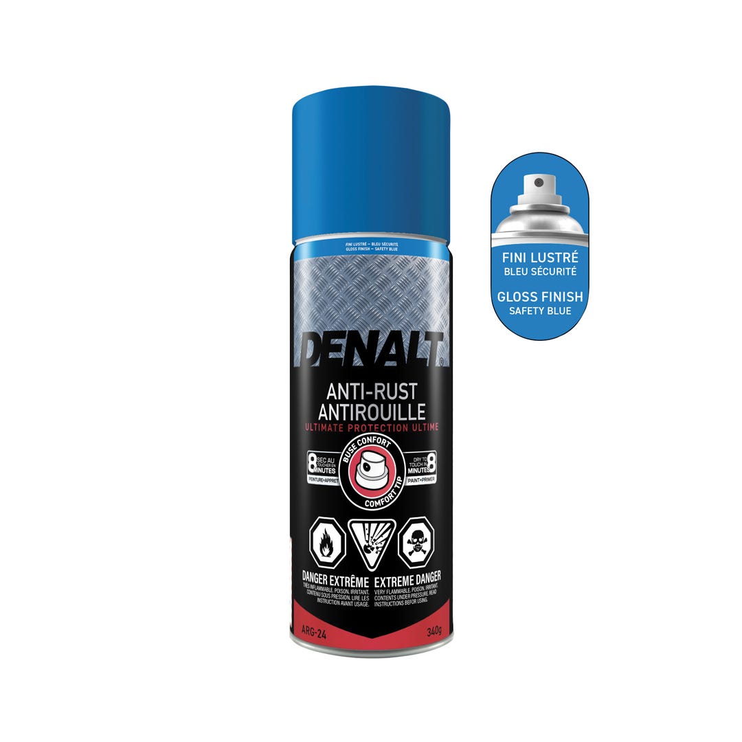 Spray Rust Paint, Alkyd, Gloss Safety Blue, 340 g