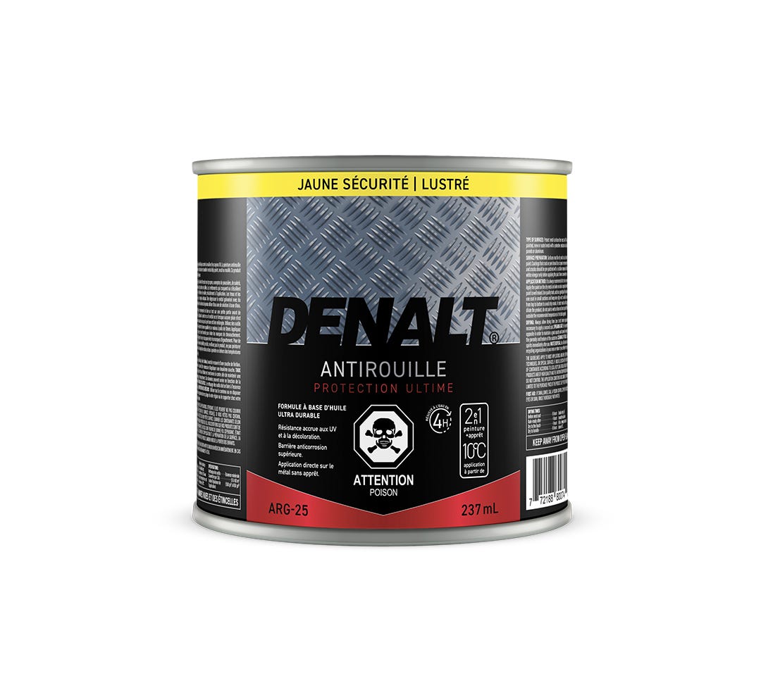 Alkyd Anti-Rust Paint, Glossy, Safety Yellow, 237 ml