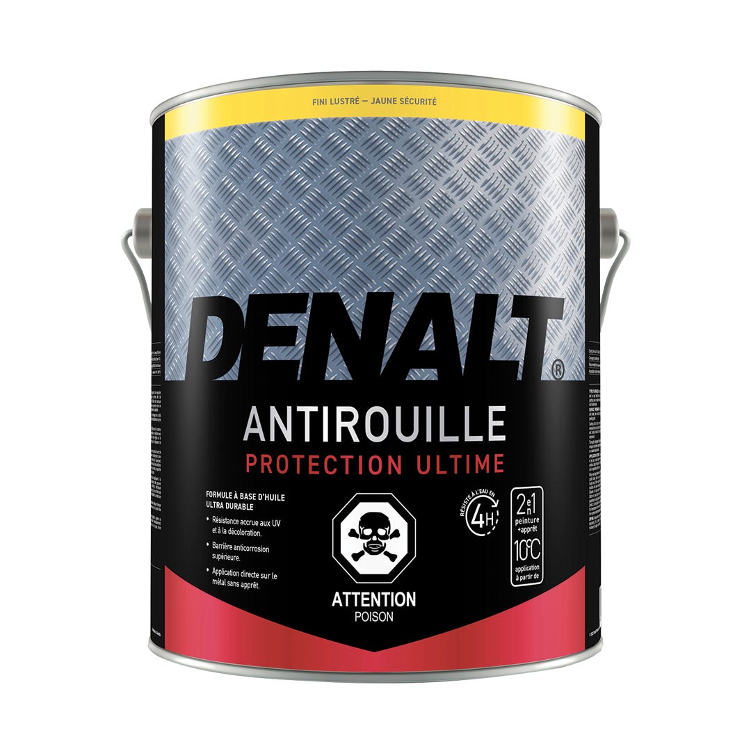 Rust Paint, Alkyd, Gloss Finish, Safety Yellow, 3.78 L