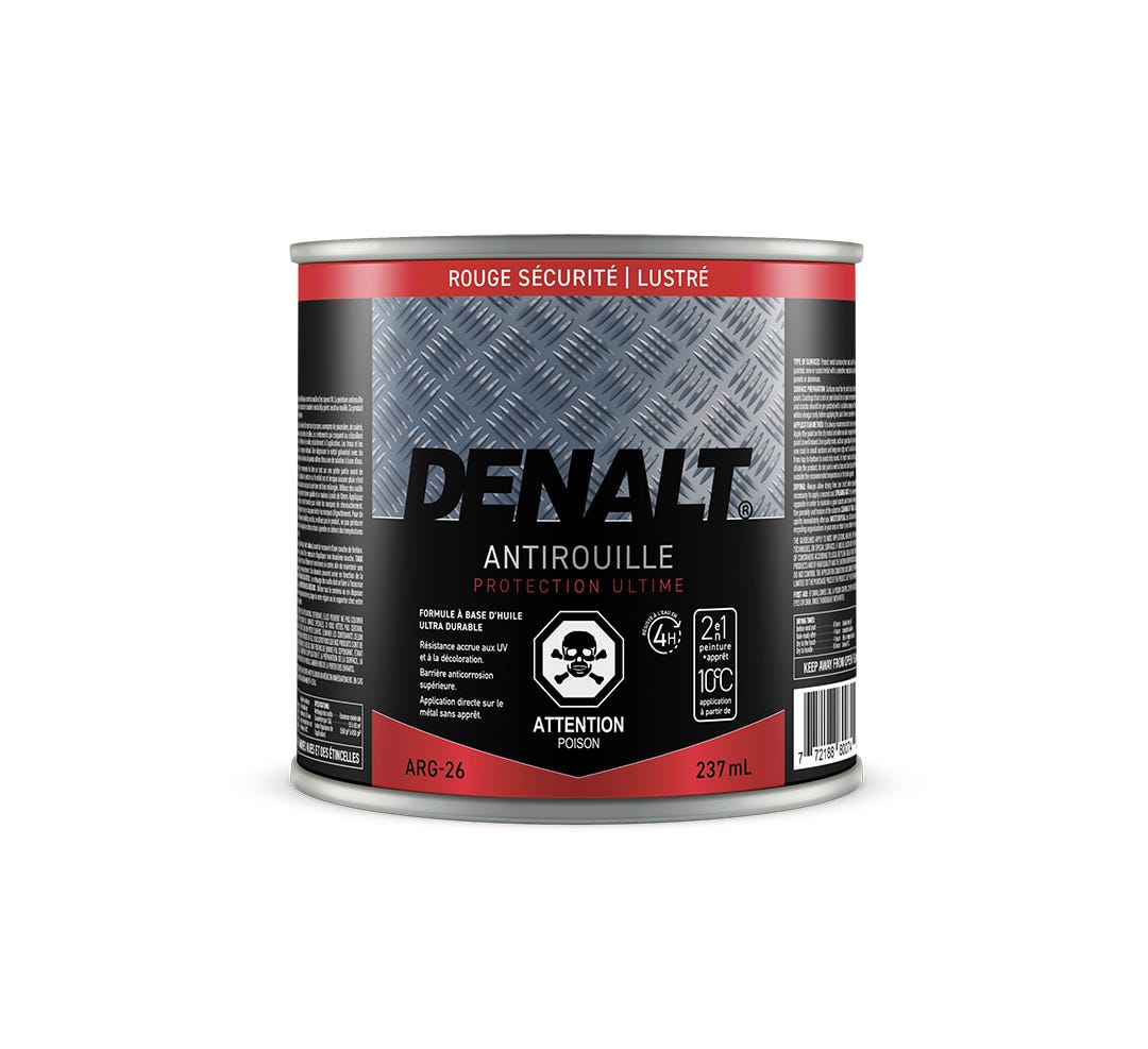 Alkyd Anti-Rust Paint, Glossy, Safety Red, 237 ml