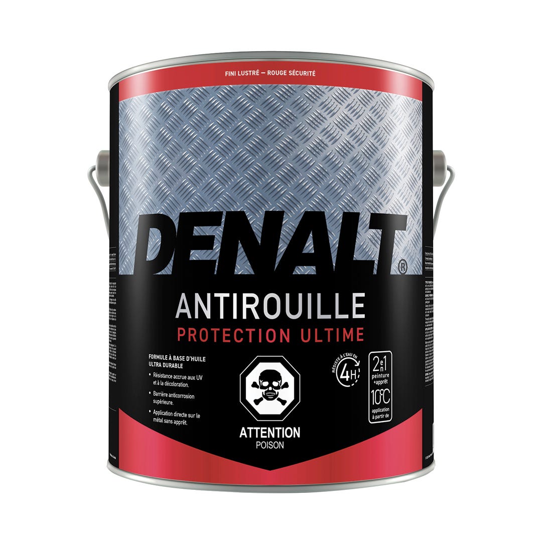Rust Paint, Alkyd, Gloss Finish, Safety Red, 3.78 L