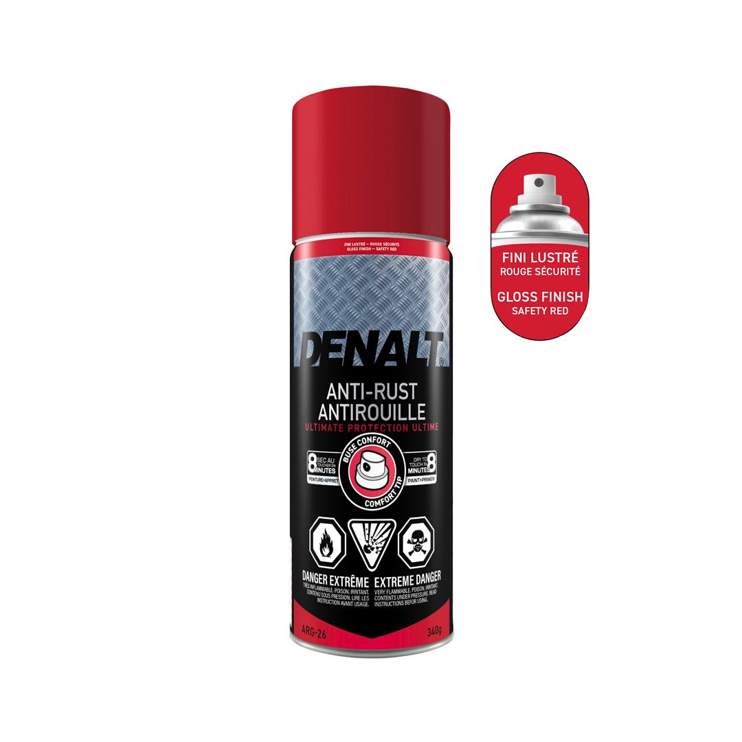 Spray Rust Paint, Alkyd, Gloss Safety Red, 340 g