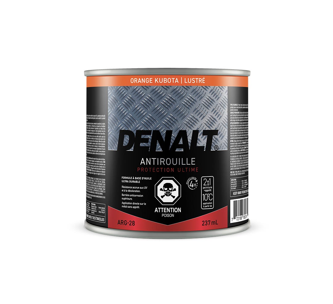 Alkyd Anti-Rust Paint, Glossy, Kubota Orange, 237 ml