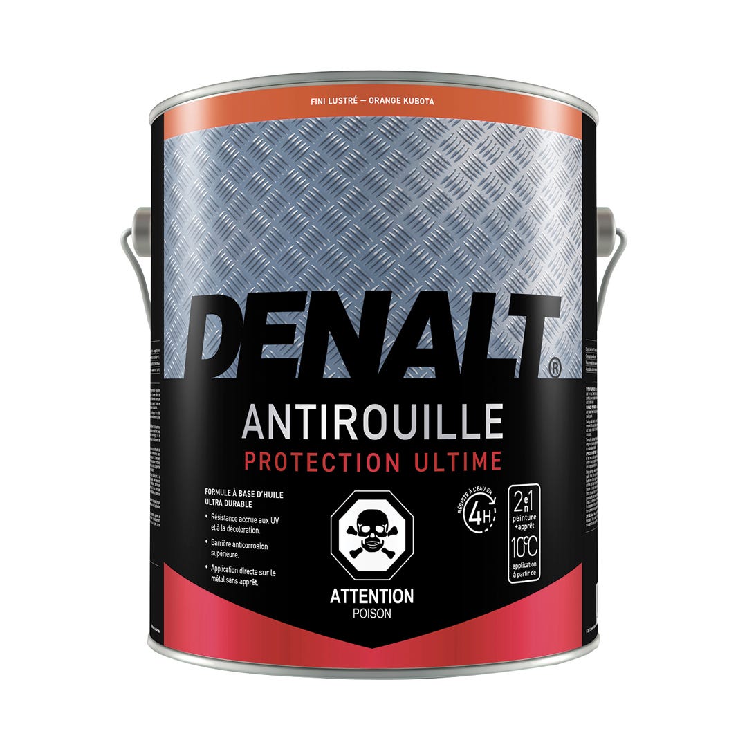 Rust Paint, Alkyd, Gloss Finish, Kubota Orange, 3.78 L