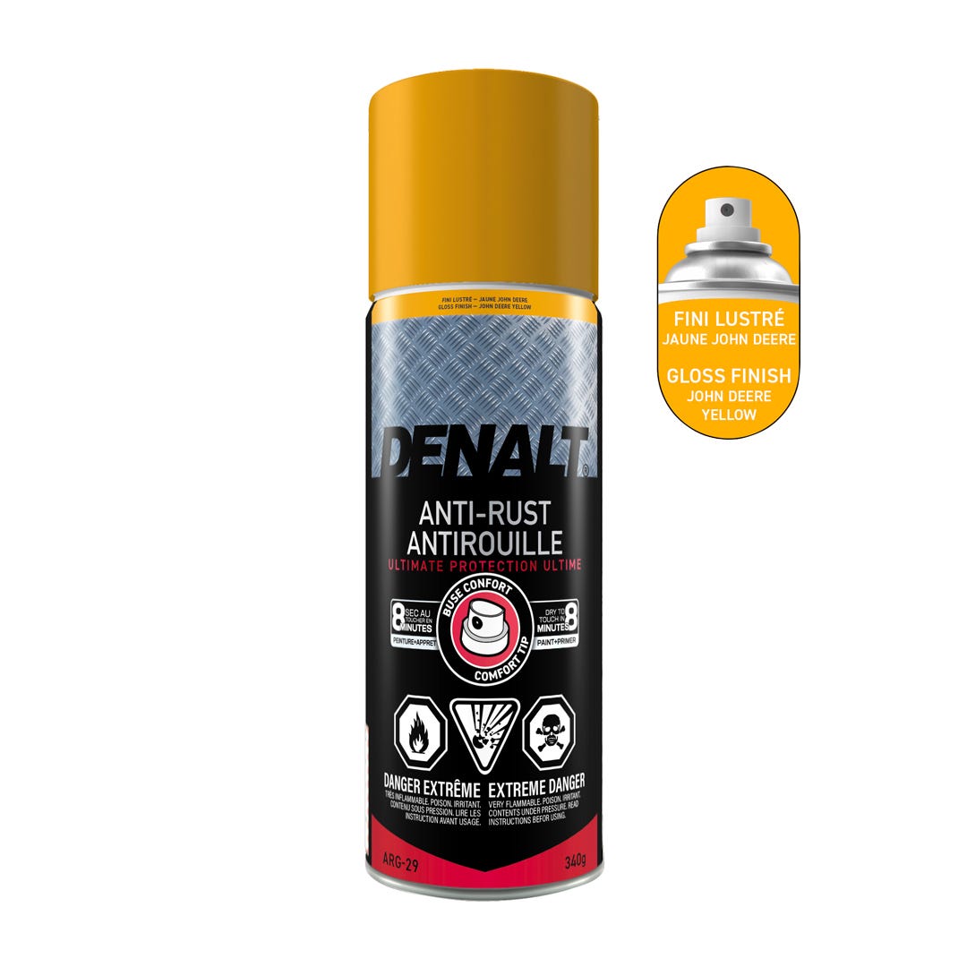 Rust Spray Paint, Alkyd, Gloss Finish, John Deere Yellow, 340 g