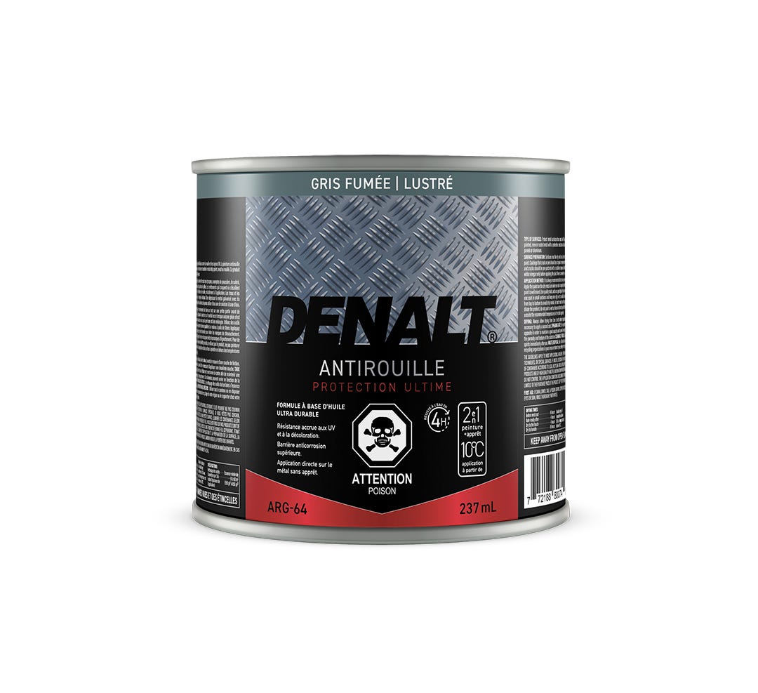 Alkyd Anti-Rust Paint, Glossy, Smoke Gray, 237 ml