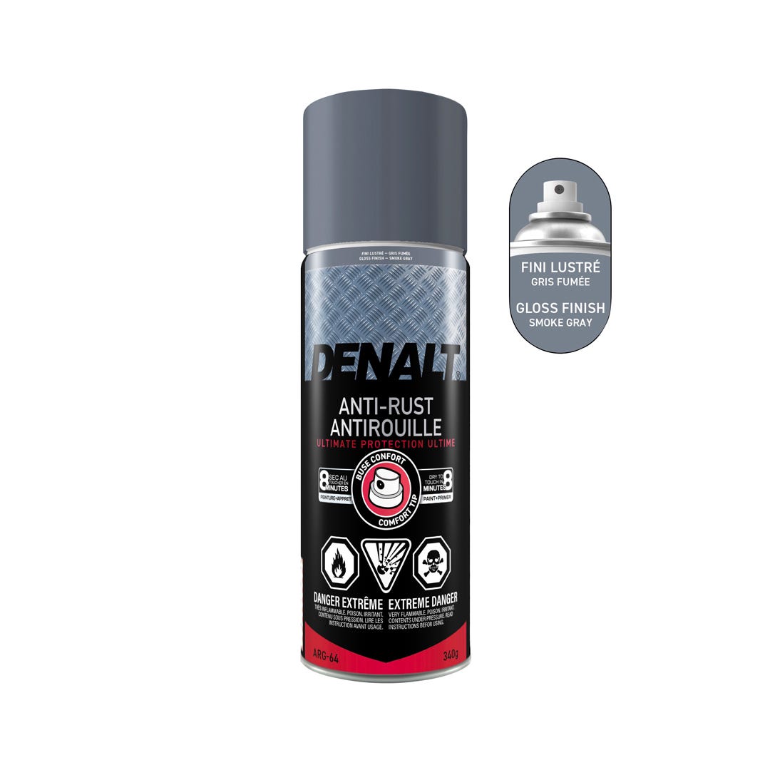 Spray Rust Paint, Alkyd, Gloss Smoke Gray, 340 g