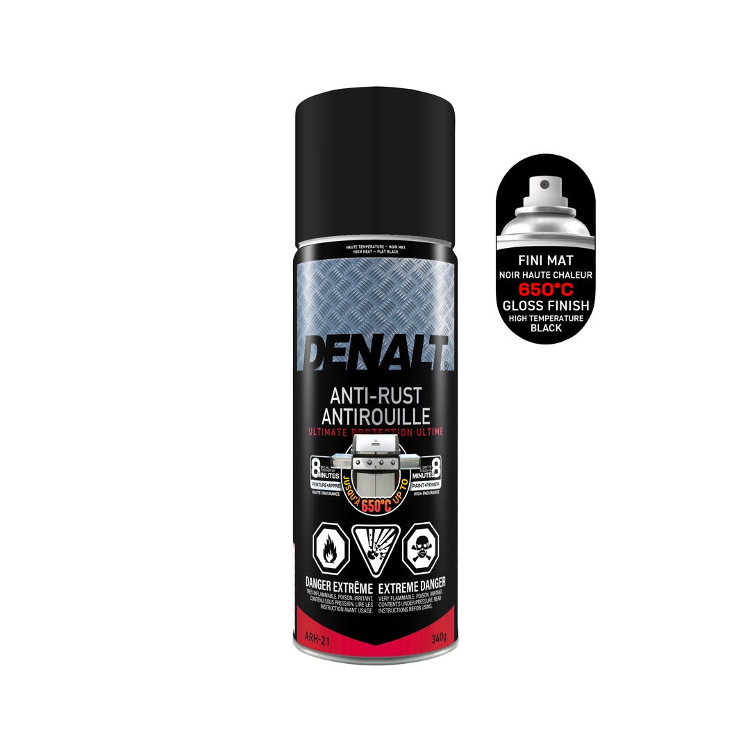 Spray Rust Paint, Alkyd, Hight Heat, Flat Black, 340g
