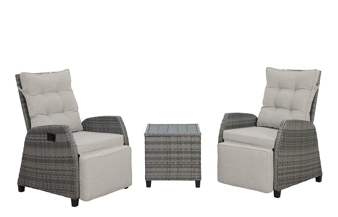 CHARLEROI Reclining Conversation Set, 3 Pieces, Taupe