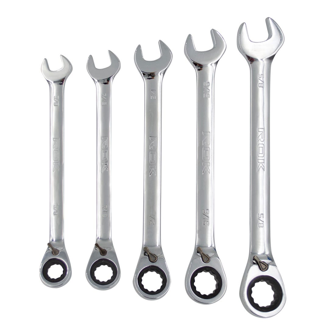 ROK Ratcheting Wrench Set, 5/Pack