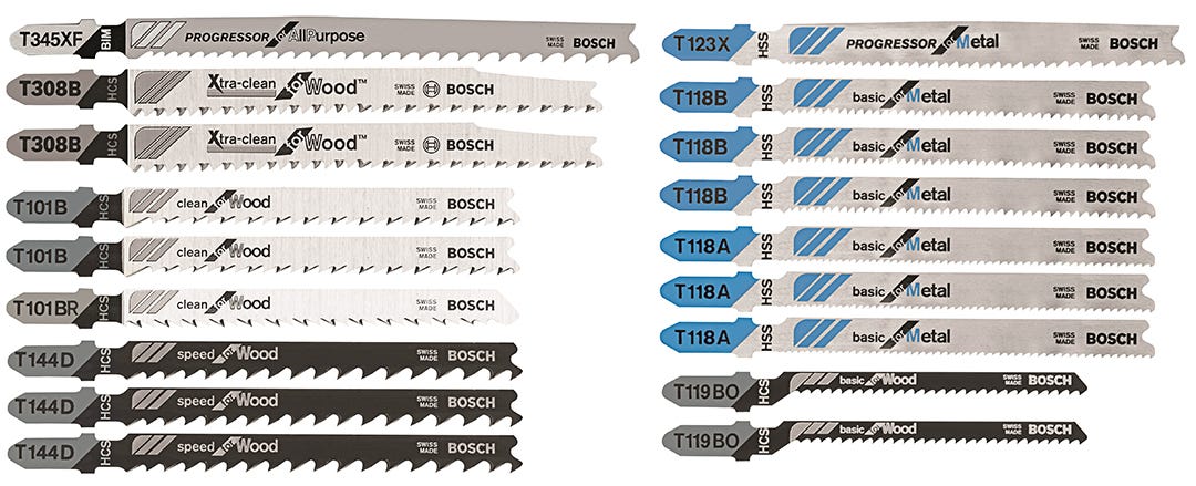 18-piece BOSCH T-Shank Jig Saw Blade Set