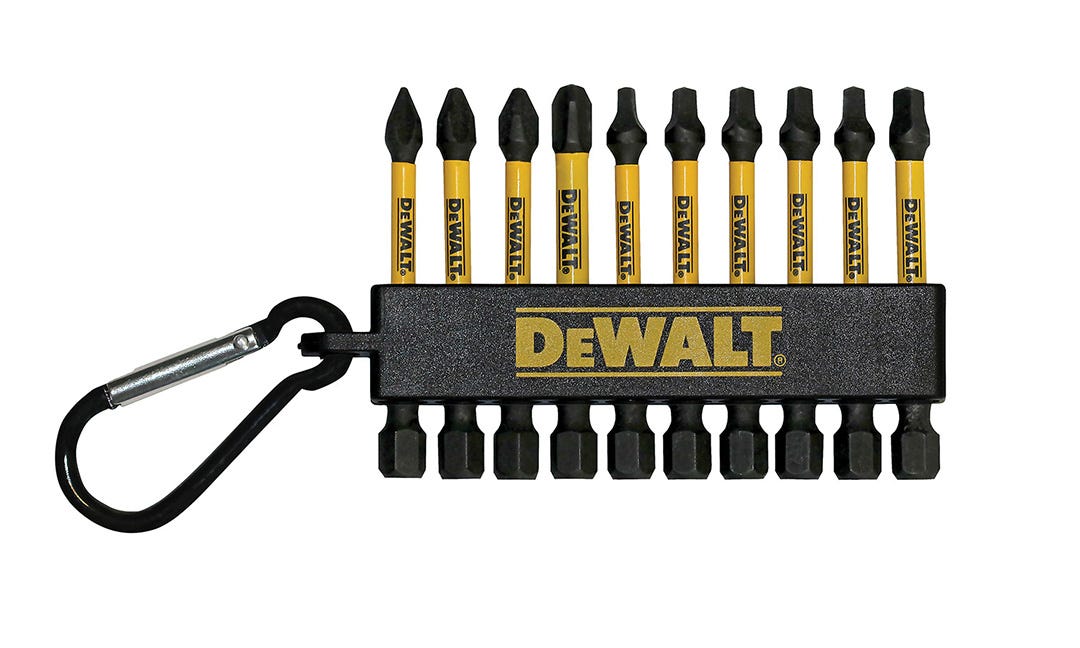 10 drill bit set flex torq with carabiner clip - mixed head