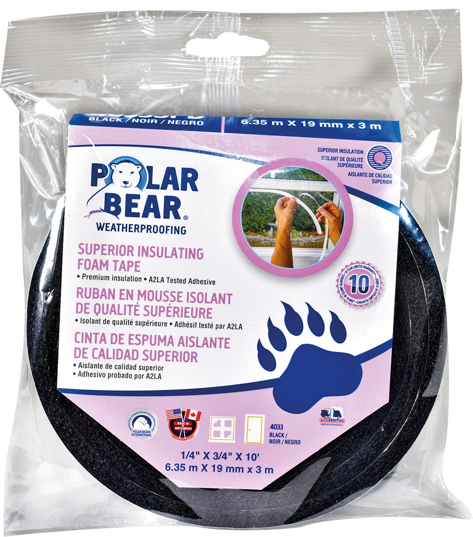 10 ft Superior Black Insulating Foam Tape (1/4 X 3/4 inch)