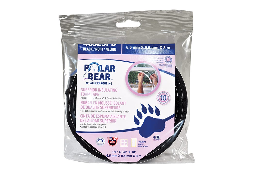 10 ft Superior Black Insulating Foam Tape (1/4 X 3/8 inch)