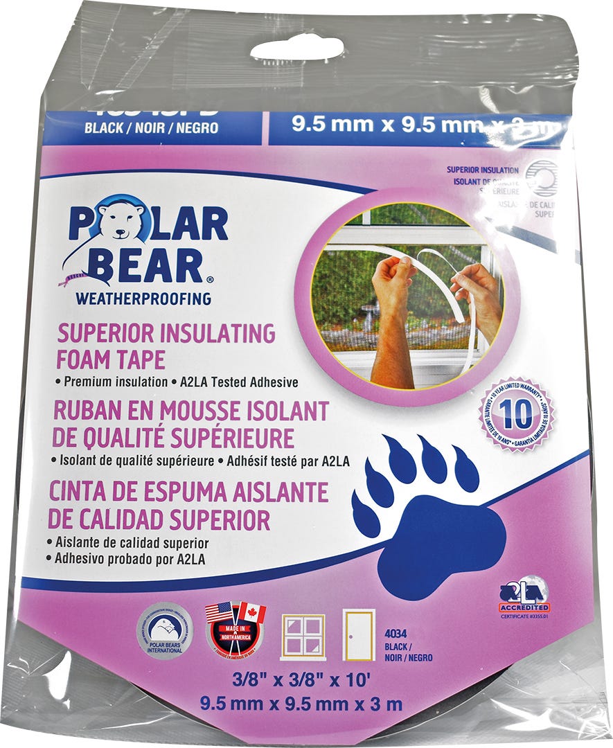 10 ft. superior black insulating foam tape (3/8 X 3/8 inch)
