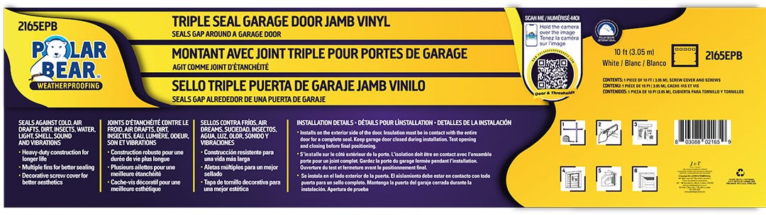 10-ft. White Triple Seal Vinyl Garage Door Jamb