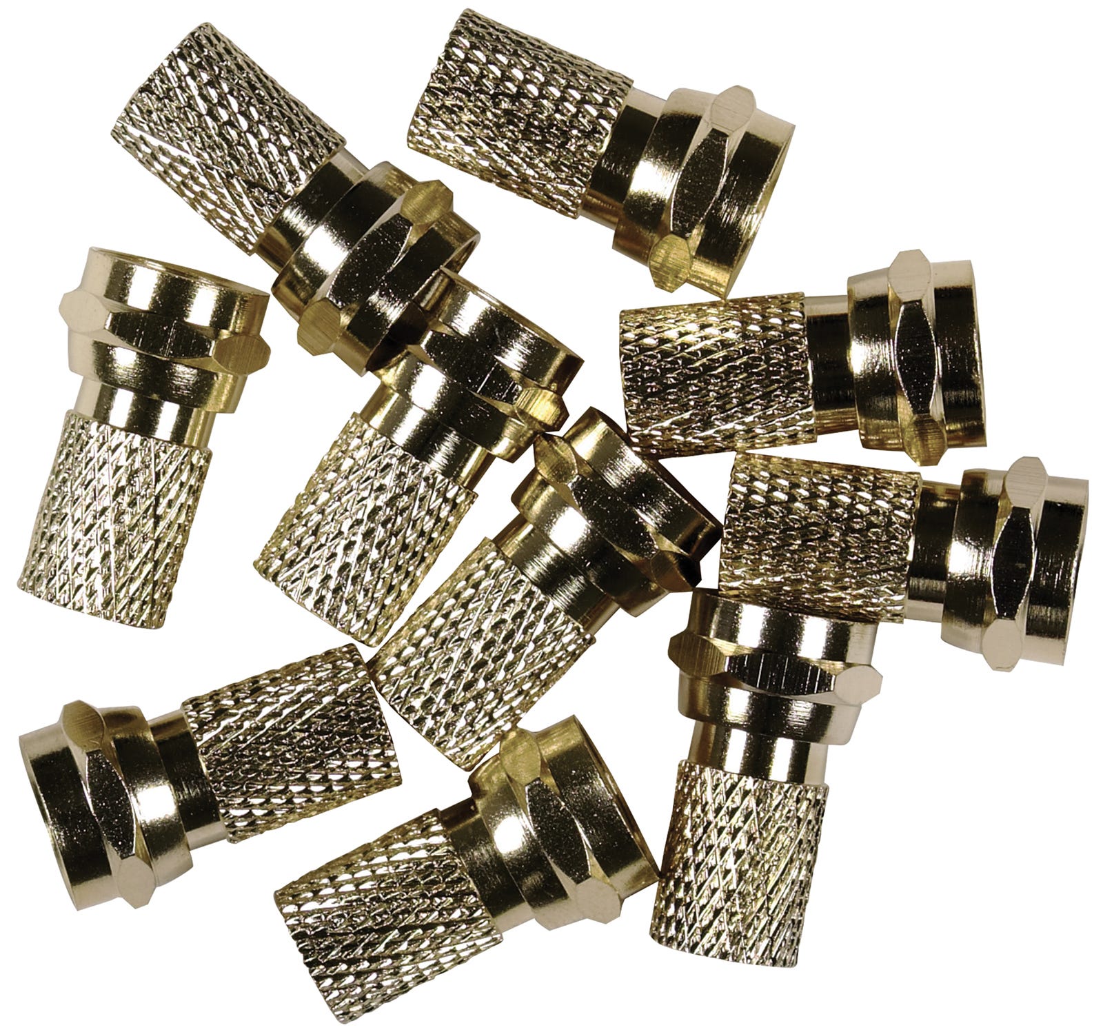 10 Pack of Twist-On Rg6 -in.F-in. Connectors, Gold