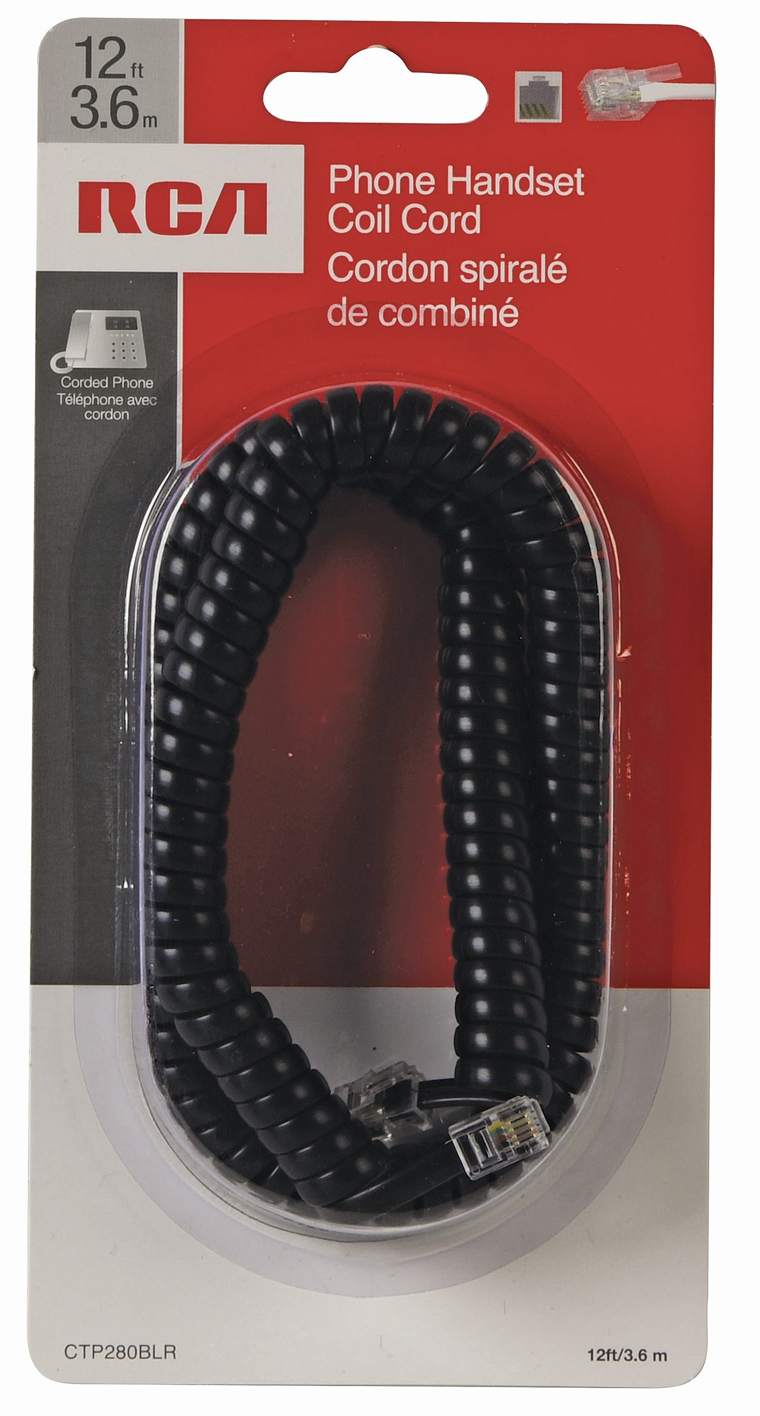 12-ft. Coil Cord, Black