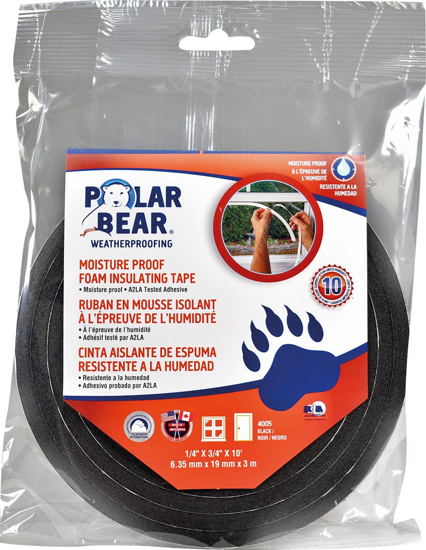 12 ft Moisture Proof Black Insulating Foam Tape (1/4 X 3/4 inch)